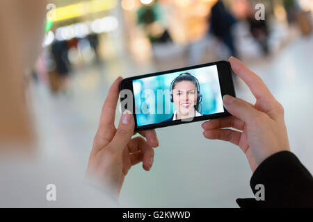skype video call with a smartphone Stock Photo