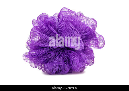 Purple Bath Scrubber Loofa Isolated On White Stock Photo