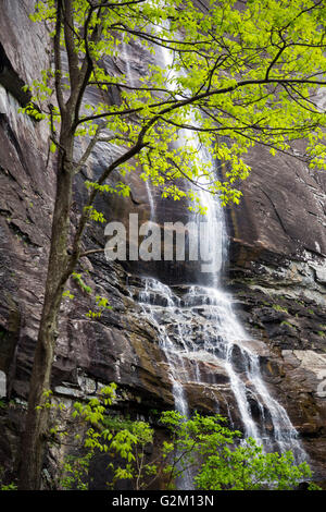 Chimney Rock, North Carolina - Hickory Nut Falls, a 404-foot waterfall in Chimney Rock State Park. Stock Photo