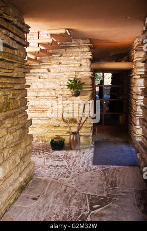 Entrance doorway at Fallingwater, designed by Frank Lloyd Wright Stock Photo