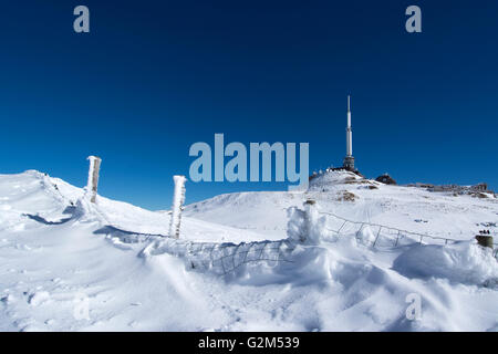 Transmitter TV at the summit of Puy de Dome in Auvergne Rhones Alpes. France Stock Photo