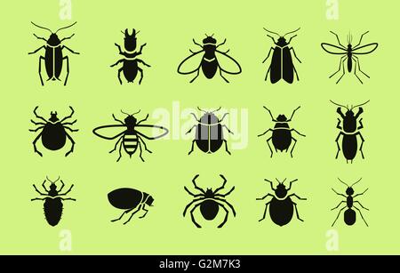 Insects icon set. Pest control. Vector illustration Stock Vector