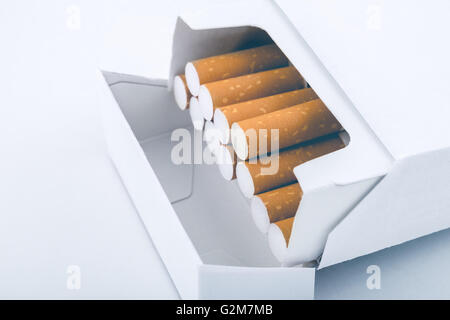 Side view of a pack of cigarettes - Plain tobacco packaging Stock Photo