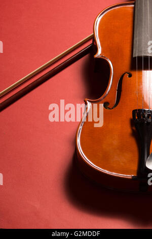 Old broken violin detailed shot Stock Photo