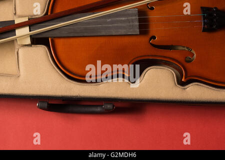 Old broken violin detailed shot Stock Photo