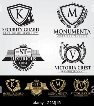 Heraldic Crest Logos – Retro Vintage Royal Luxury Elegant crests and emblems. Stock Vector