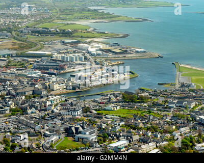 Aerial view, harbor, Galway Business Enterprise Park, The Docks, Galway, Galway, COUNTY CLARE, Galway, Ireland, Europe, Aerial Stock Photo