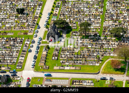 Aerial, New Cemetery, Bohermore, central cemetery with stone graves, Galway,, COUNTY CLARE,,, Europe, Aerial view, Stock Photo