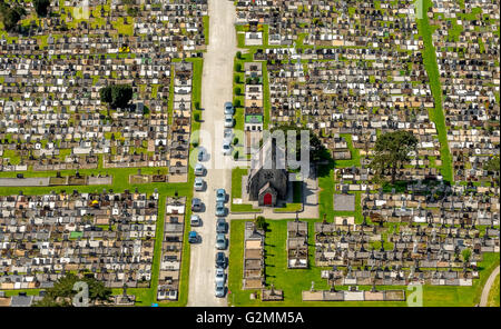 Aerial, New Cemetery, Bohermore, central cemetery with stone graves, Galway,, COUNTY CLARE,,, Europe, Aerial view, Stock Photo