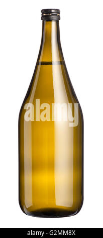 Large unlabeled full magnum bottle of white wine with a sealed screw top isolated on white Stock Photo