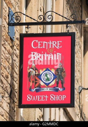 Sign Centre of Britain Sweet Shop, Haltwhistle, Northumberland, England, UK Stock Photo