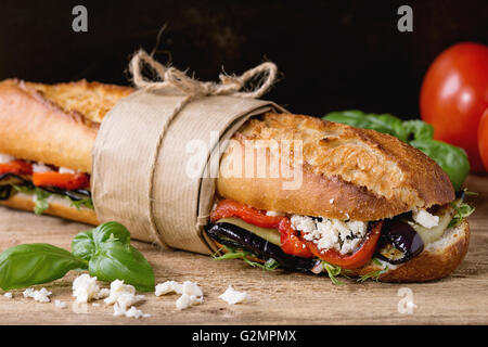 Vegetarian baguette sandwich Stock Photo