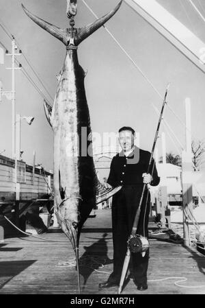 florida,a blue marlin caught off miami beach,1956 Stock Photo