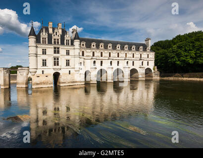 Chenonceau Castle on the Cher, Department Indre-et-Loire, Centre Region, France Stock Photo