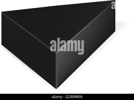 VECTOR PACKAGING: Black triangle packaging box on isolated white background. Mock-up template ready for design. Stock Vector