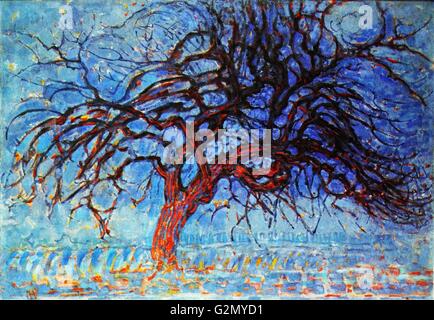 Painting by the famous Dutch artist Piet Mondrian (7th March 1872 - 1st February 1944), work titled 'The red tree' Painted in 1908. Stock Photo
