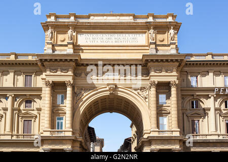 Triumphal Arch, Piazza Della Repubblica, Florence, Tuscany, Italy Stock Photo