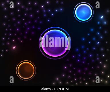 Space background with three planet Stock Vector