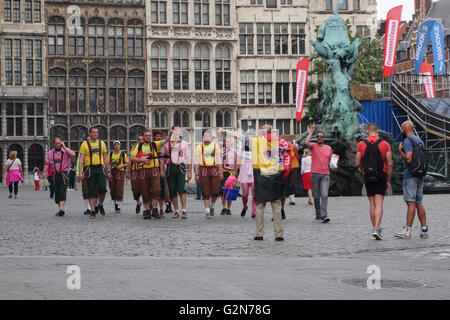 stag party in the centre of Antwerp, Belgium Stock Photo