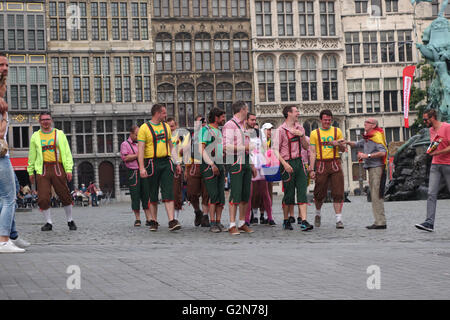 stag party in the centre of Antwerp, Belgium Stock Photo