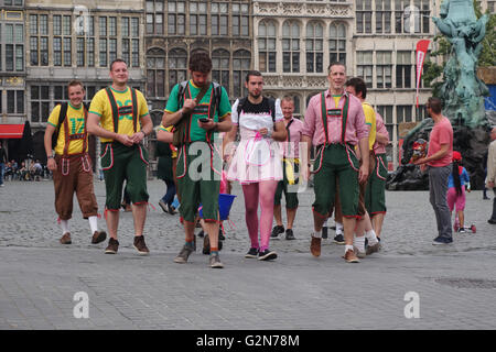 stag party in the centre of Antwerp, Belgium Stock Photo