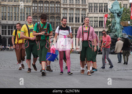 stag party in the centre of Antwerp, Belgium Stock Photo