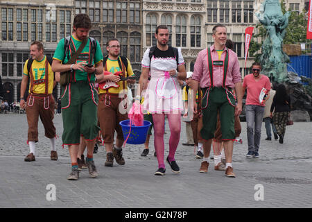 stag party in the centre of Antwerp, Belgium Stock Photo