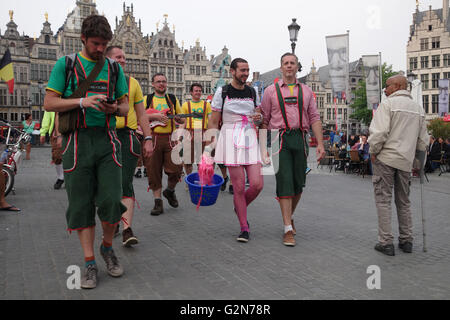 stag party in the centre of Antwerp, Belgium Stock Photo