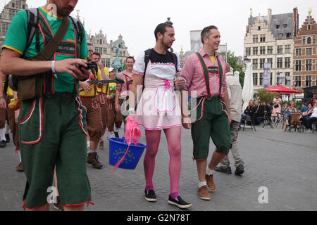 stag party in the centre of Antwerp, Belgium Stock Photo