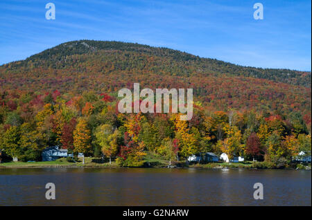 Fall foliage at Lake Elmore in Lamoille County, Vermont, USA. Stock Photo