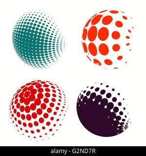 Set of colorful logos halftone Circles Logo, vector illustration Stock Vector