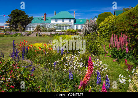 Government House in Stanley, East Falkland, Falkland Islands, British Overseas Territory. Stock Photo
