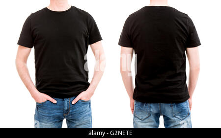 shirt black template mockup tshirt men blank - stock image Stock Photo