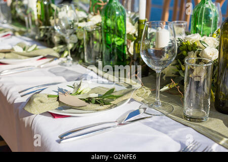 decorated wedding table Stock Photo