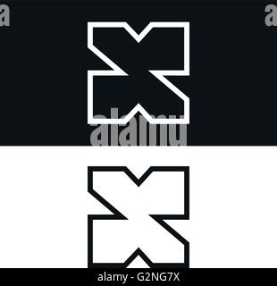 Vector letter X logo icon design template. Black and white version Stock Vector