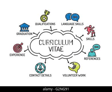 Curriculum Vitae. Chart with keywords and icons. Sketch Stock Vector