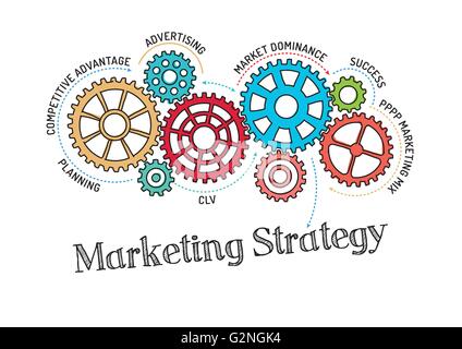 Gears and Marketing Strategy Mechanism Stock Vector