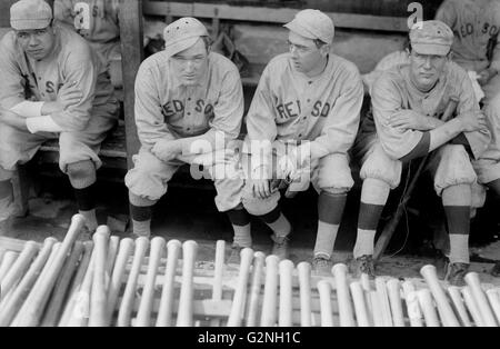 Babe Ruth, Bill Carrigan, Jack Barry, & Vean Gregg, Major League Baseball Players, Boston Red Sox, Portrait, circa 1915 Stock Photo
