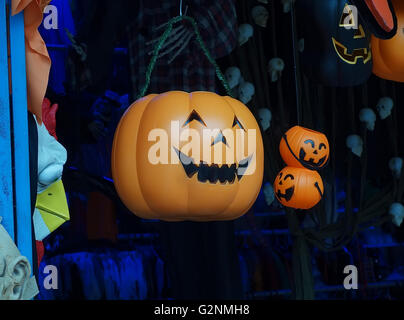 Spooky Halloween Jack o Lantern close up Stock Photo