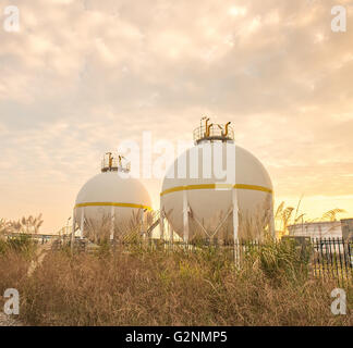 big Industrial oil tanks in a refinery Stock Photo