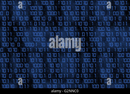 Technology binary background. Binary code on dark blue background Stock Photo