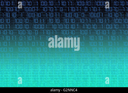 Technology binary background. Binary code on green to blue gradient background Stock Photo