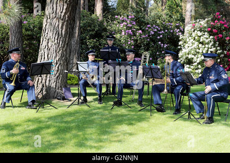 2016 American Memorial Service at Brookwood Military Cemetery UK - USAFE Band Stock Photo