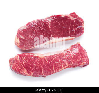 Raw striploin steak. Isolated on white background Stock Photo