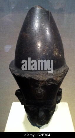 Bust of Amenemhat III, Pharaoh of Egypt between 1860-1814 BC. Circa 12th Dynasty. Made from Granodiorite. Stock Photo