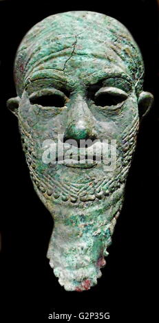 Head of a Ruler. Arsenical copper sculpture, possibly Iranian. Circa 2300-2000 BC. Probably displayed in a temple of some sort. Stock Photo