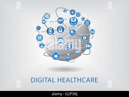 Digital healthcare infographic as vector illustration Stock Vector