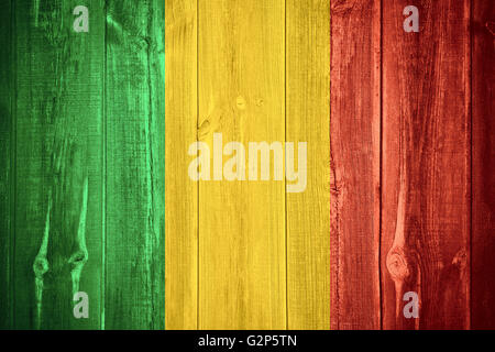 flag of Mali or Malian banner on wooden background Stock Photo