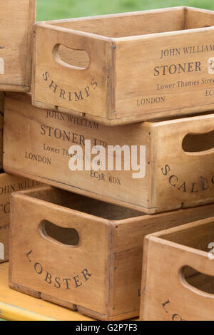 Antique style wooden boxes. England, UK Stock Photo