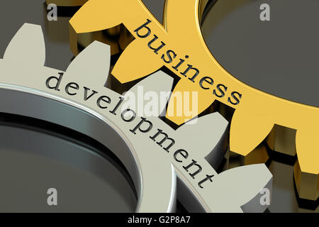 Business Development concept on the gearwheels, 3D rendering Stock Photo